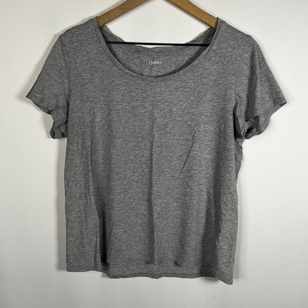 Quince Blouse Women Large Grey Crewneck Short Sleeve Tee T-Shirt Cotton Modal‎